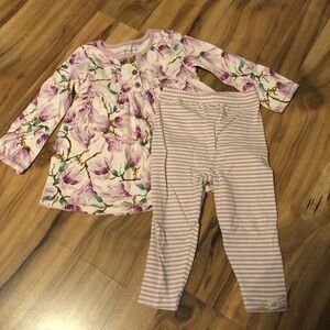 Burt’s bees baby 12m girls dress leggings organic floral stripe spring